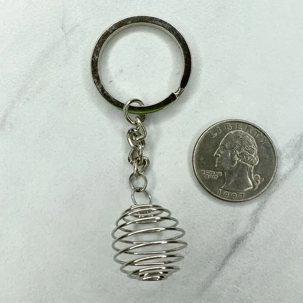Silver Tone Spring Beehive Swirl Keychain Keyring